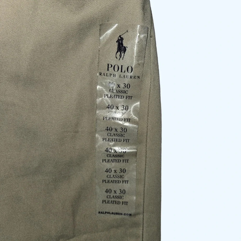 NEW Polo Ralph Lauren Mens Classic Pleated Fit Chino Pants Hudson Tan 40x30